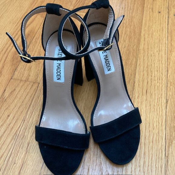 Steve Madden Carrson Block Heel Black Suede sandal 5.5 - Picture 10 of 11